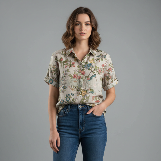 Chemisier Floral Vintage Femme | Blouse Décontractée Chic