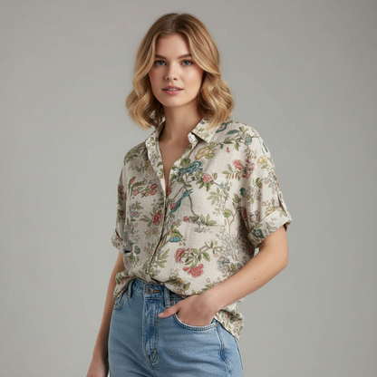 Chemisier Floral Vintage Femme | Blouse Décontractée Chic