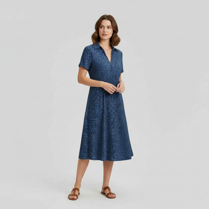 Robe Midi Femme Chic | Élégante Robe Chemise À Manches Courtes