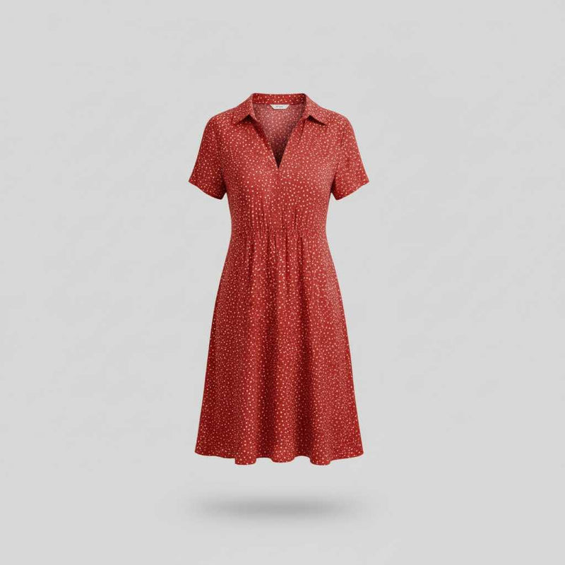 Robe Midi Femme Chic | Élégante Robe Chemise À Manches Courtes