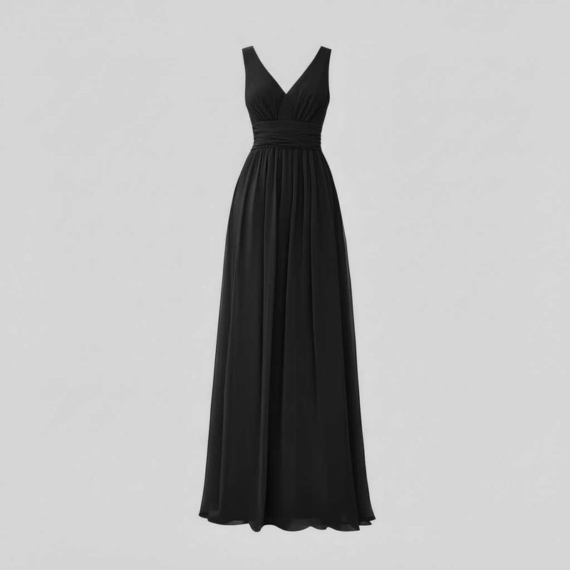 Robe Noire Longue Femme | Élégante Robe Maxi Sans Manches