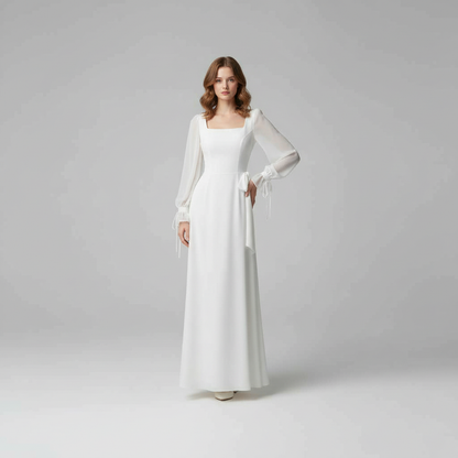 Robe de Soirée Longue Élégante à Manches Longues | Robe Cérémonie Femme