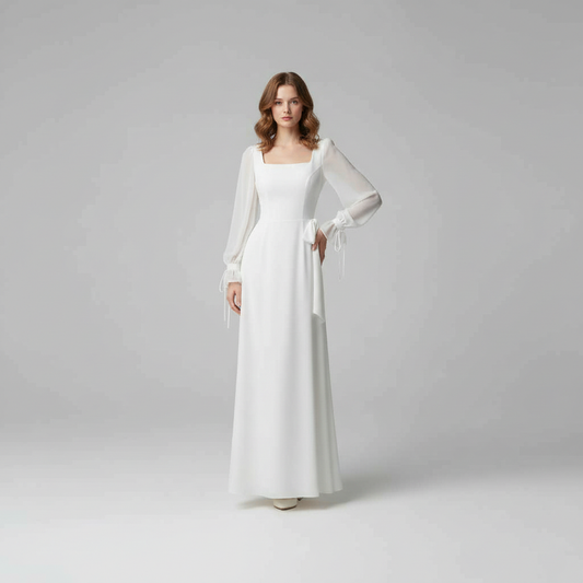 Robe de Soirée Longue Élégante à Manches Longues | Robe Cérémonie Femme