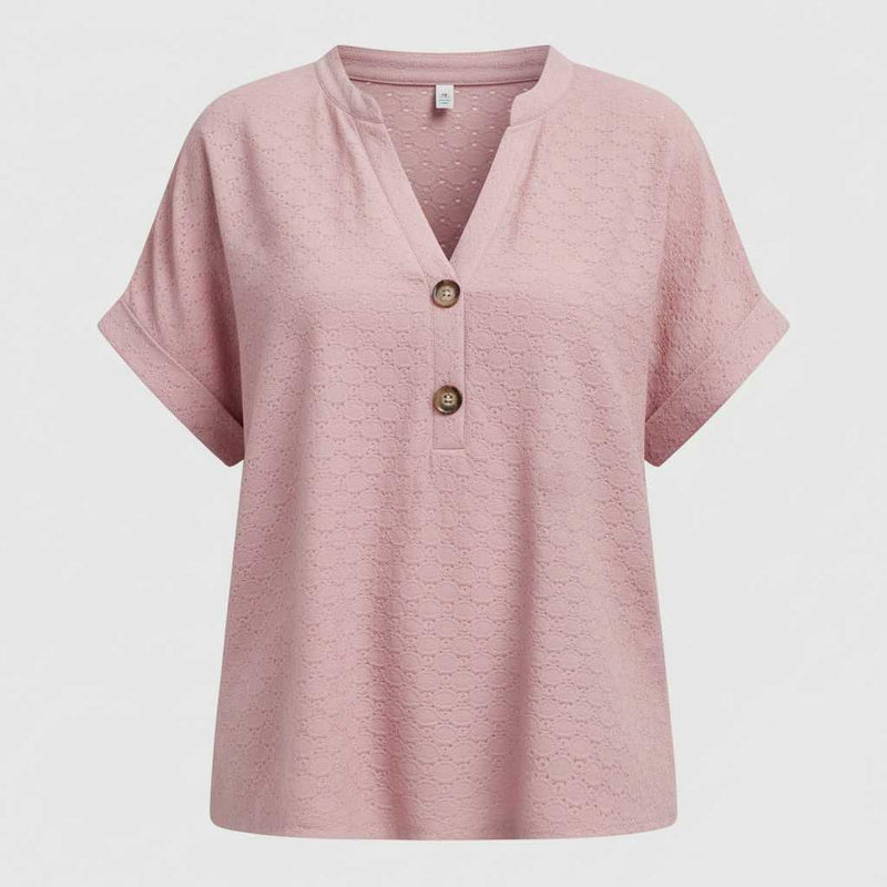 Top Blanc Femme Col V | Haut Décontracté Manches Courtes