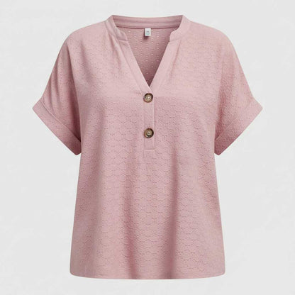 Top Blanc Femme Col V | Haut Décontracté Manches Courtes