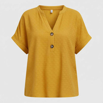 Top Blanc Femme Col V | Haut Décontracté Manches Courtes