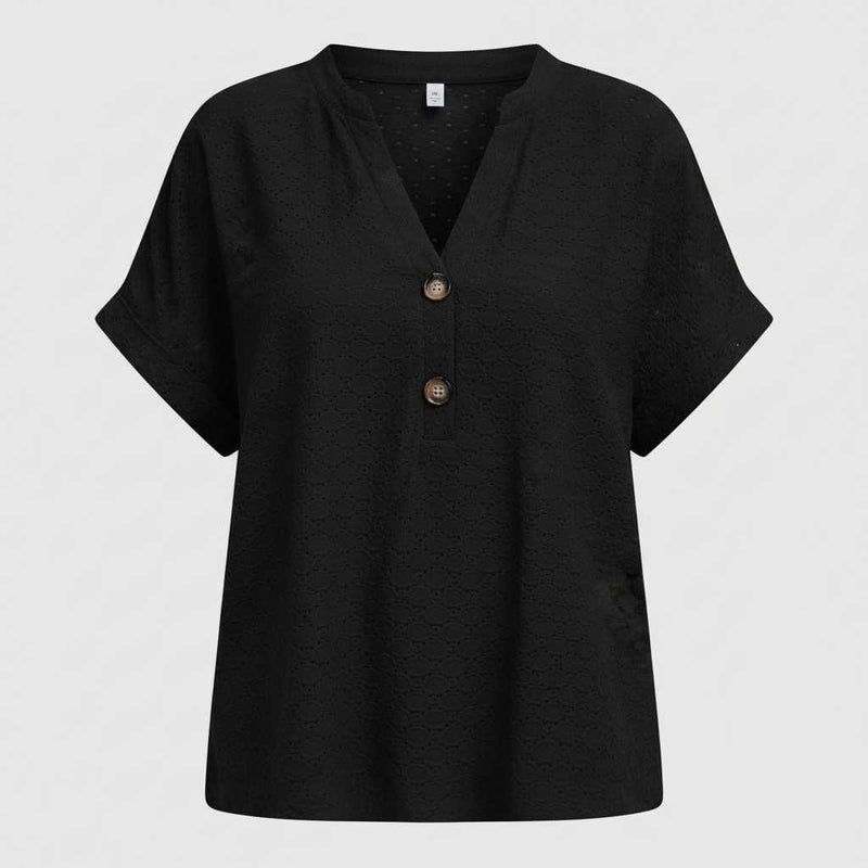 Top Blanc Femme Col V | Haut Décontracté Manches Courtes